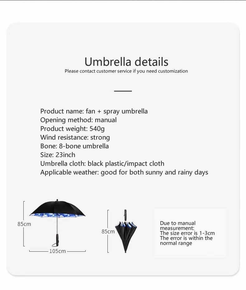 3 in 1 Sun Umbrella with Fan Misting