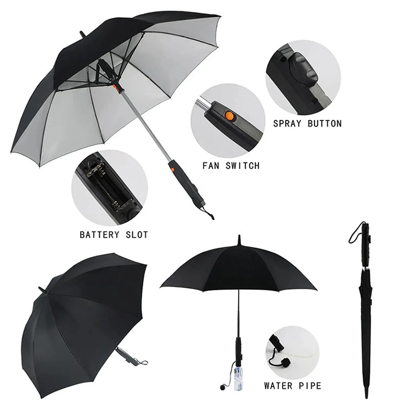 3 in 1 Sun Umbrella with Fan Misting