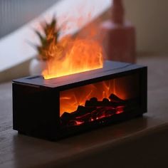Fireplace simulation flame humidifier