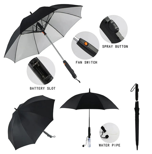 3 in 1 Sun Umbrella with Fan Misting