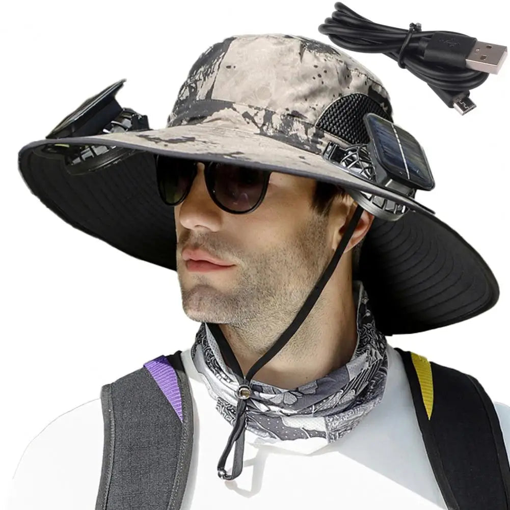 Outdoor Wide Brim Sun Hat With Solar Fan®