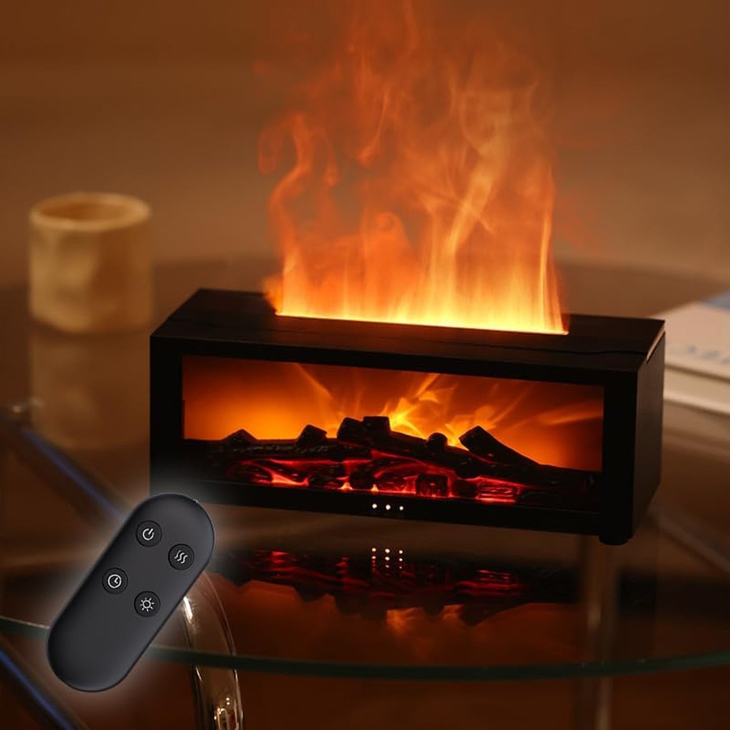Fireplace simulation flame humidifier