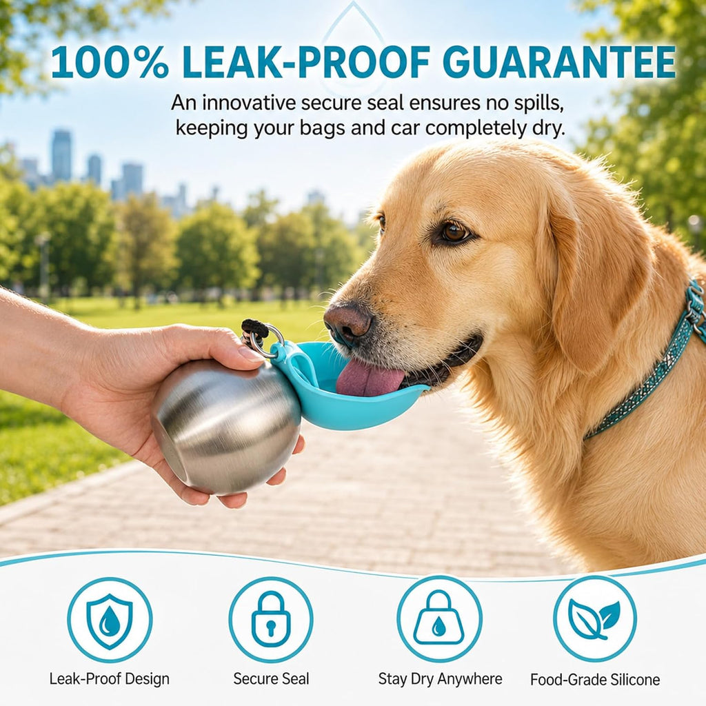 2-in-1 Portable Dog Water Bottle & Built-In Bowl