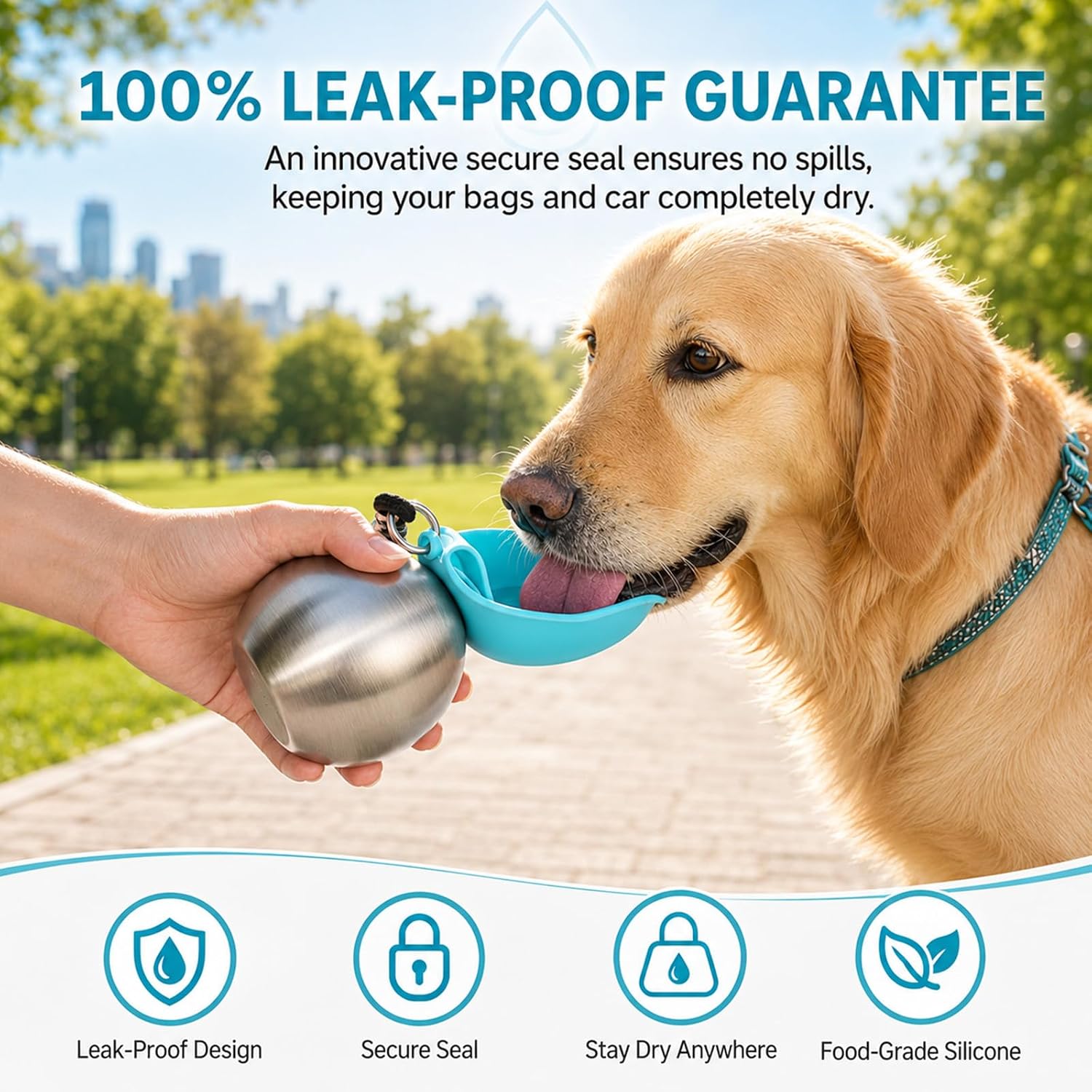 2-in-1 Portable Dog Water Bottle & Built-In Bowl