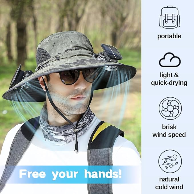 Outdoor Wide Brim Sun Hat With Solar Fan®