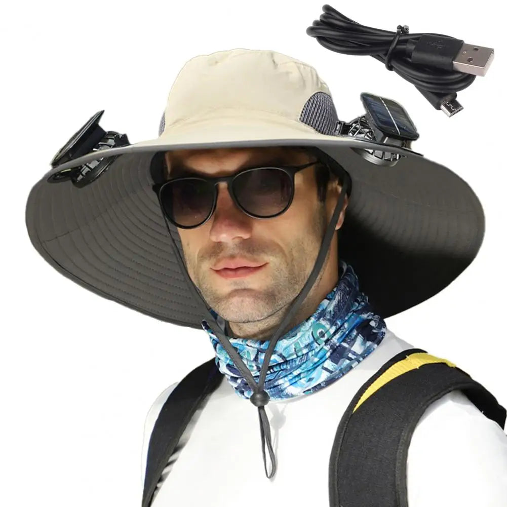 Outdoor Wide Brim Sun Hat With Solar Fan®
