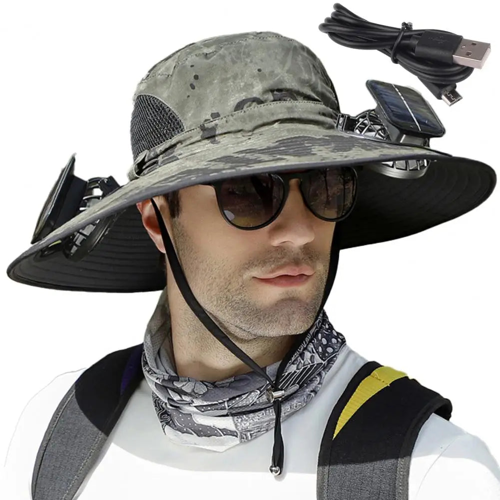 Outdoor Wide Brim Sun Hat With Solar Fan®