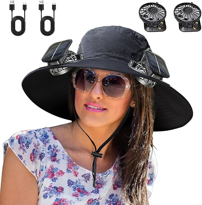 Outdoor Wide Brim Sun Hat With Solar Fan®