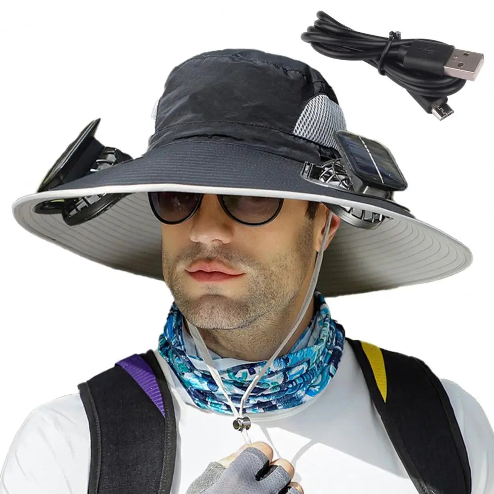 Outdoor Wide Brim Sun Hat With Solar Fan®