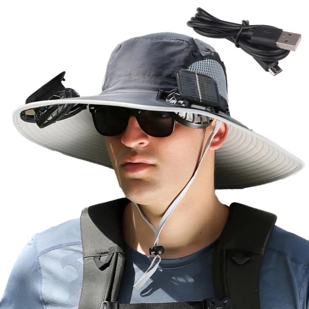 Outdoor Wide Brim Sun Hat With Solar Fan®