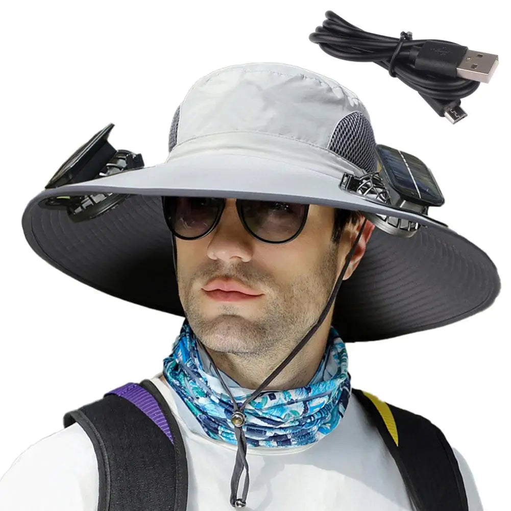 Outdoor Wide Brim Sun Hat With Solar Fan®