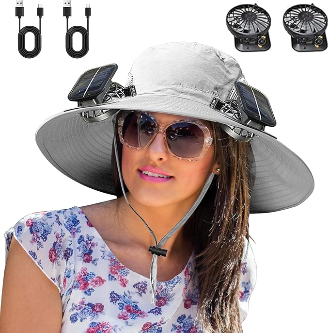 Outdoor Wide Brim Sun Hat With Solar Fan®