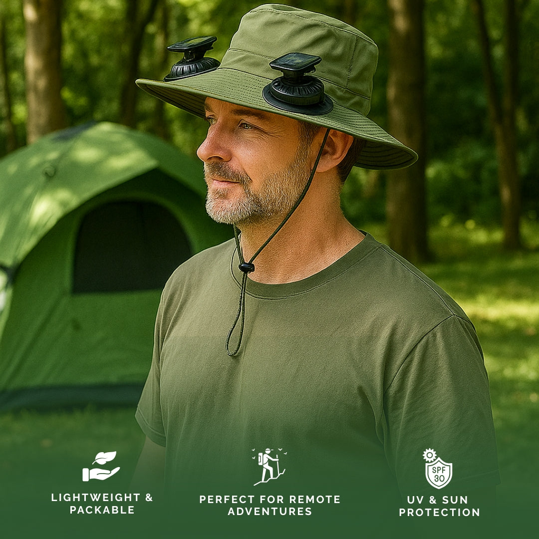 Outdoor Wide Brim Sun Hat With Solar Fan®