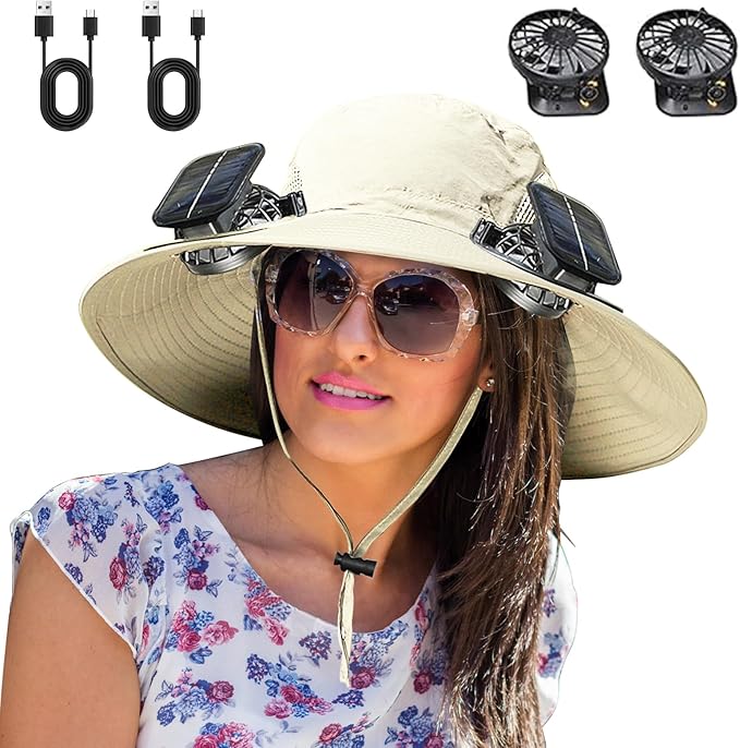 Outdoor Wide Brim Sun Hat With Solar Fan®