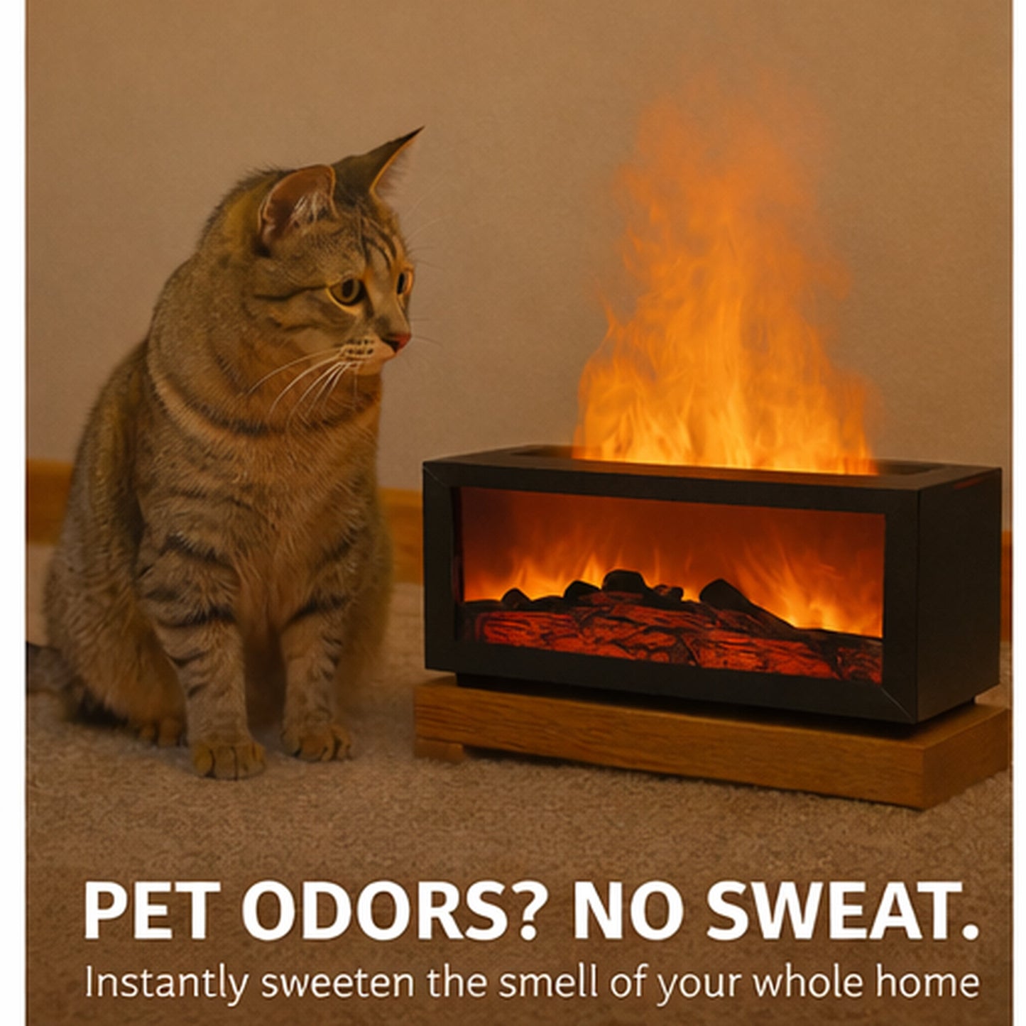 Fireplace simulation flame humidifier